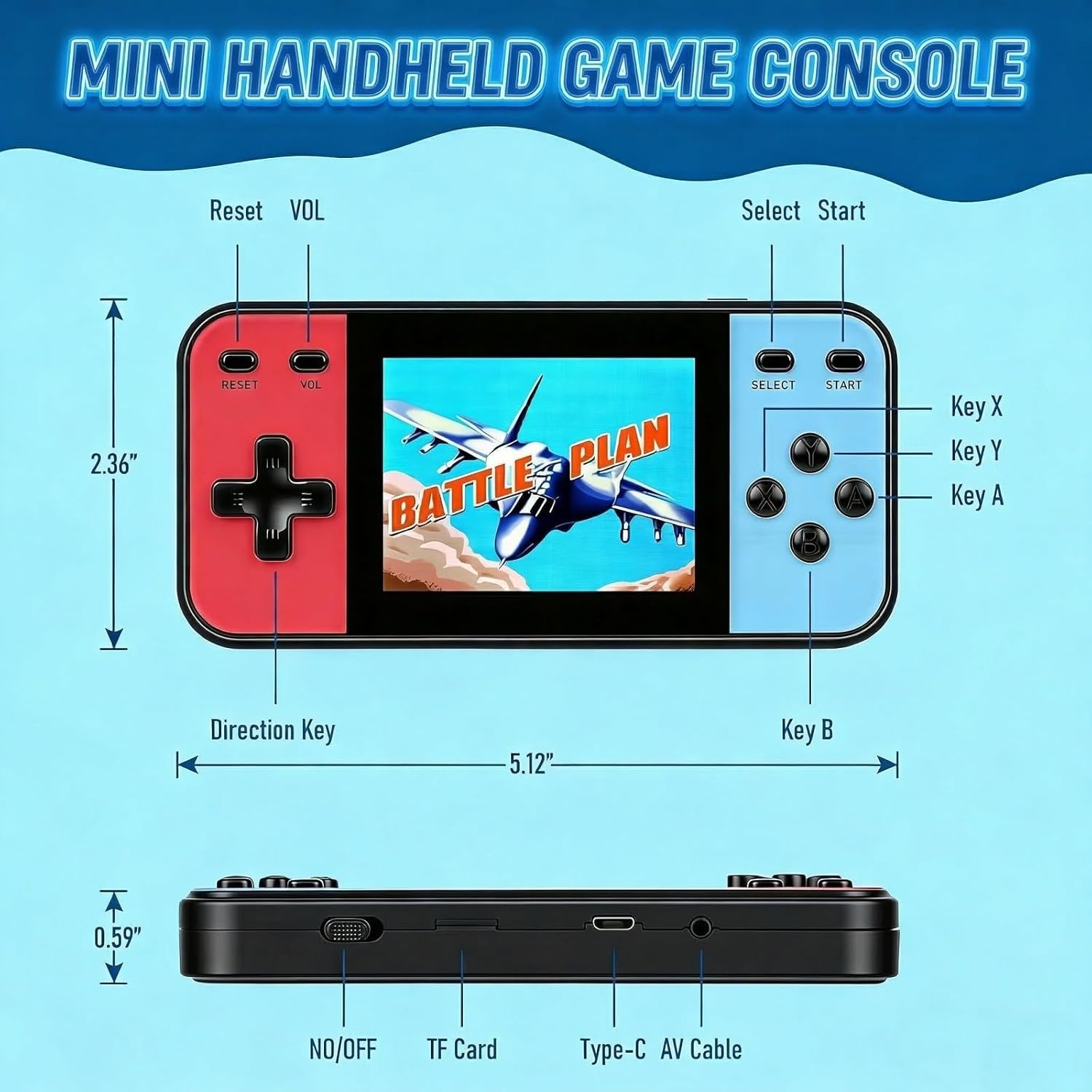 Retro Handheld Game Console, 240 Classic Retro Video Games Preloaded for Kids, Portable Gaming Player with Rechargeable Battery, 3.0" LCD Screen, Pocket Player Travel Games Arcade