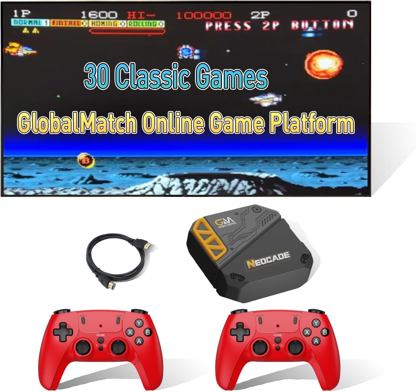 Retro Gaming Console, 30 Classic Licensed Games,Android System, GlobalMatch Online Gaming Platform, Dual 2.4G Wireless Controllers, Plug & Play TV Game Stick for Boys Girls Adults