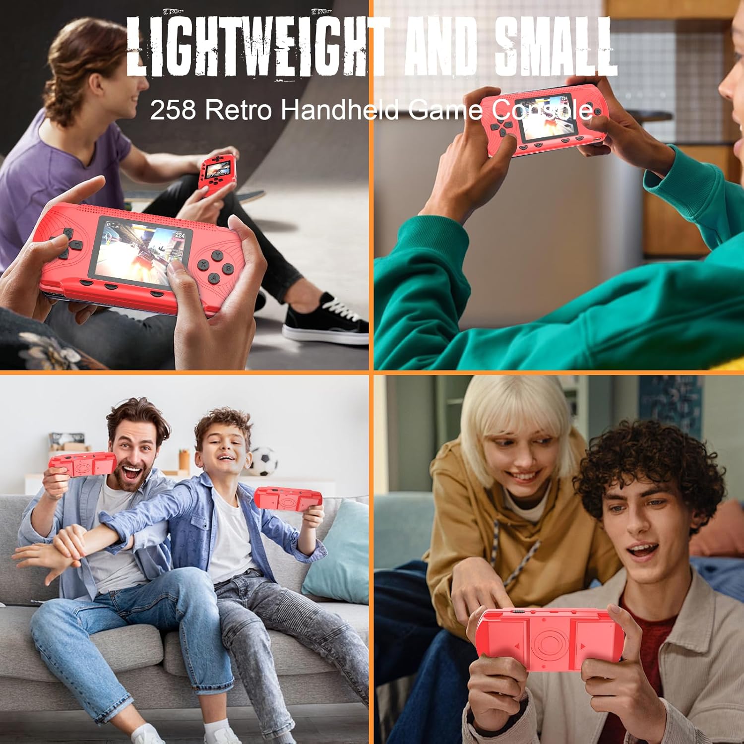 Retro Handheld Game for Boys Girls-Classic 258 Video Games with Rechargeable Battery, 3.0" LCD Screen Portable Gaming Player Plug & Play Video Games, Electronic Gift for Birthday Xmas